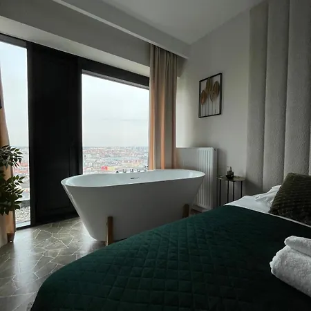 شقة Global L Sky Tower L Premium View L Panoramic Bathtub L Parking كاتوفيتسه